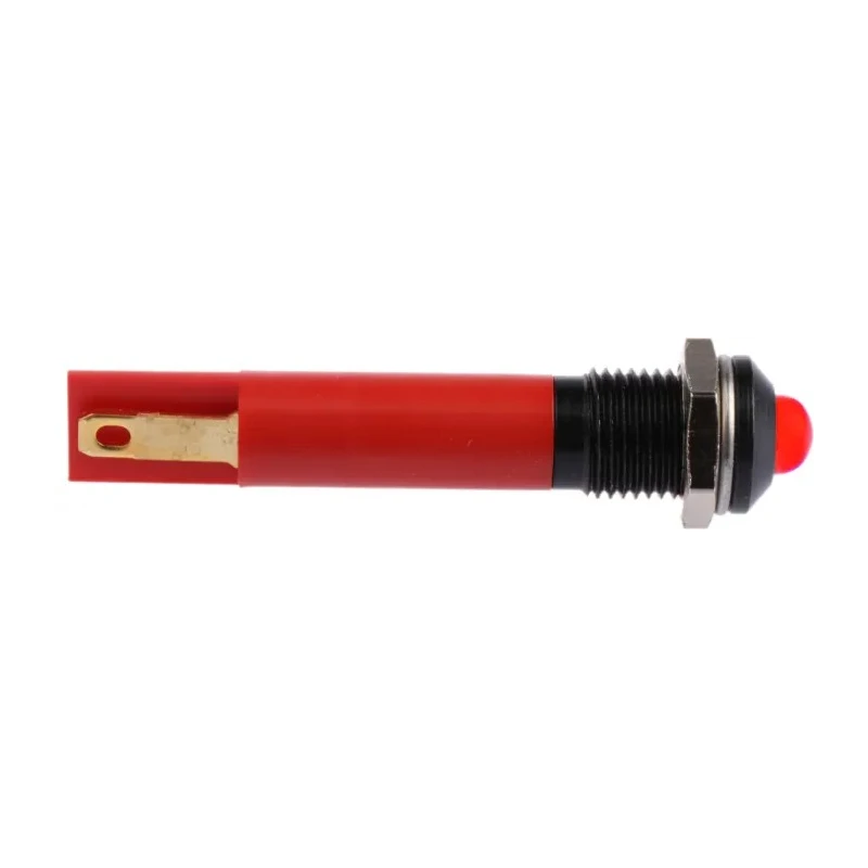RS PRO Panel Mount LED Indicator Red, 24V DC, Solder Tab, Prominent Bezel, 33.9mm Length 203-795
