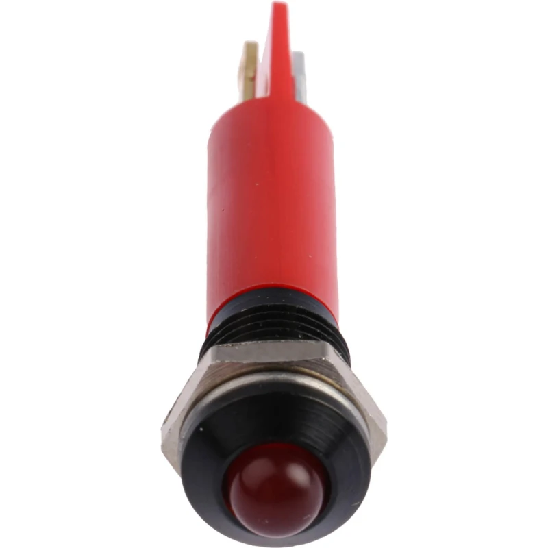 RS PRO Panel Mount LED Indicator Red, 24V DC, Solder Tab, Prominent Bezel, 33.9mm Length 203-795