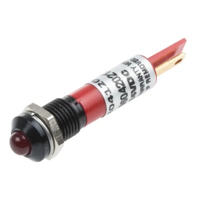 RS PRO Red Panel Mount LED Indicator 24V DC, Solder Tab, Prominent Bezel 204-120