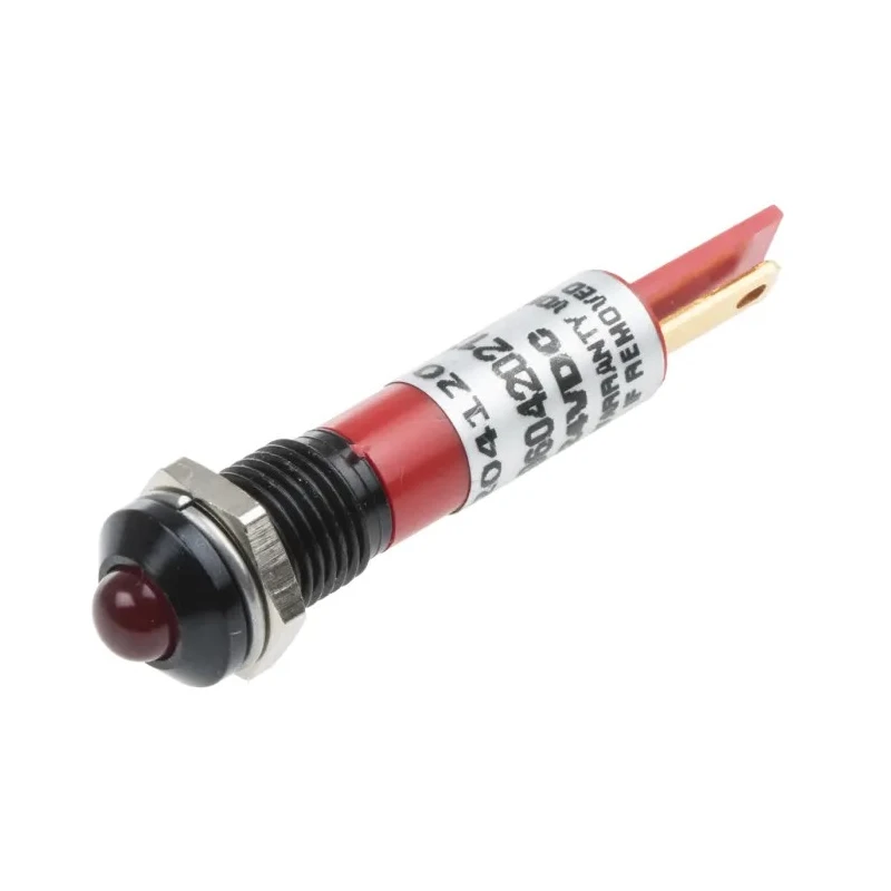 RS PRO Red Panel Mount LED Indicator 24V DC, Solder Tab, Prominent Bezel 204-120