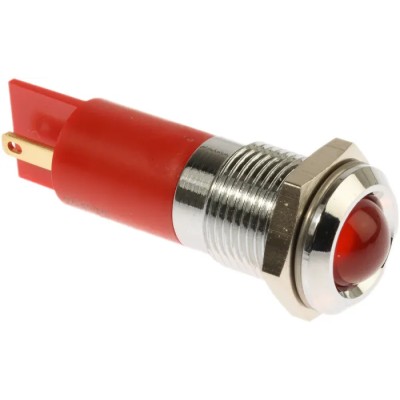 RS PRO Red Panel Mount Indicator 240V AC Solder Tab IP40 Prominent Bezel 38.5mm 204-372