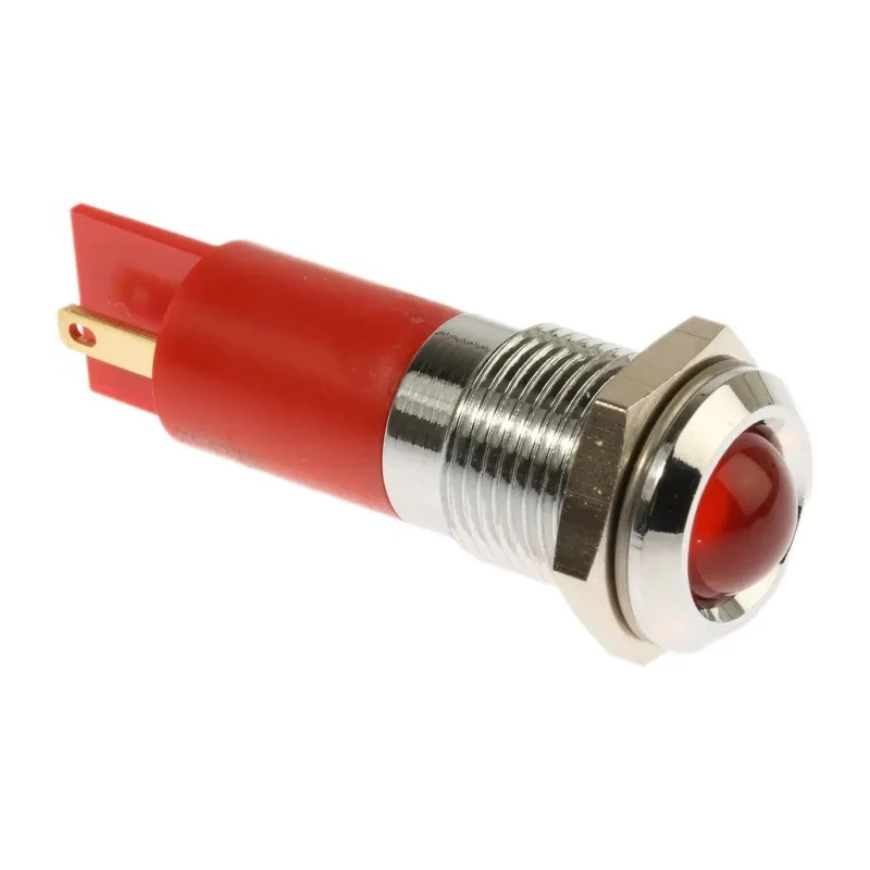 RS PRO Red Panel Mount Indicator 240V AC Solder Tab IP40 Prominent Bezel 38.5mm 204-372