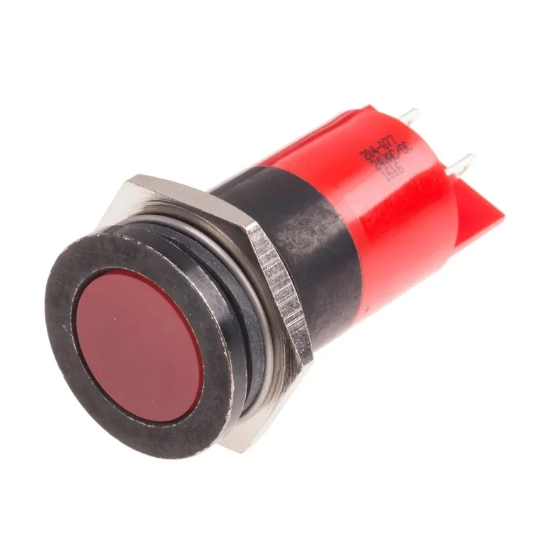 RS PRO Red Panel Mount Indicator 24 V AC/DC, 20mA, Flush Bezel, Solder Tab, 51.5mm, 22mm Mount Hole 204-877