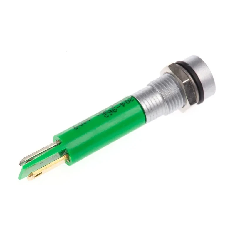 RS PRO Green Panel Mount LED Indicator, 24V AC/DC, 20mA, IP67, Recessed, 8mm, Solder Tab 204-962