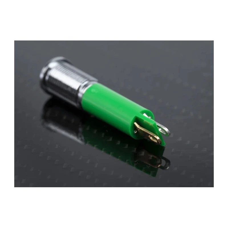 RS PRO Green Panel Mount LED Indicator 24V DC 20mA Solder Tab Prominent Bezel 6mm 205-167