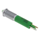 RS PRO Green Panel Mount LED Indicator 24V DC 20mA Solder Tab Prominent Bezel 6mm 205-167