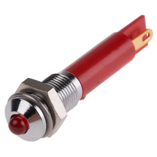 RS PRO Red LED Panel Mount Indicator 12V DC 20mA Solder Tab Prominent Bezel 34.4mm 205-173