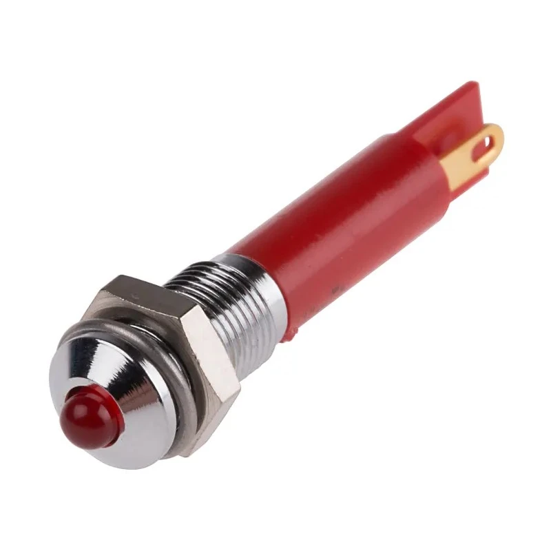 RS PRO Red LED Panel Mount Indicator 12V DC 20mA Solder Tab Prominent Bezel 34.4mm 205-173