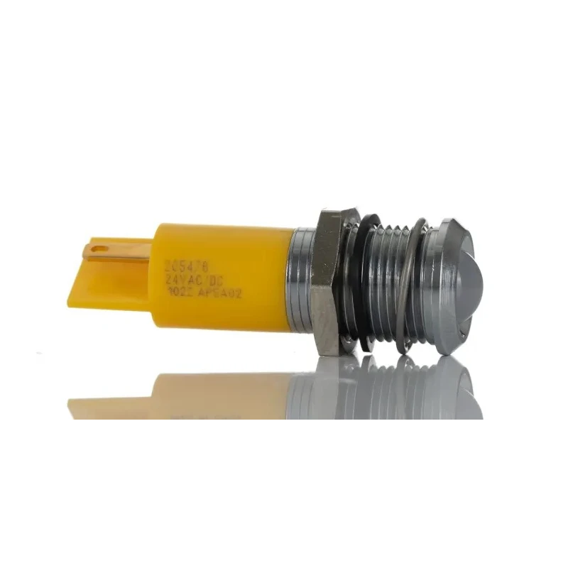 RS PRO Yellow Panel Mount Indicator 24 V AC/DC 20mA Solder Tab IP67 Prominent 205-476