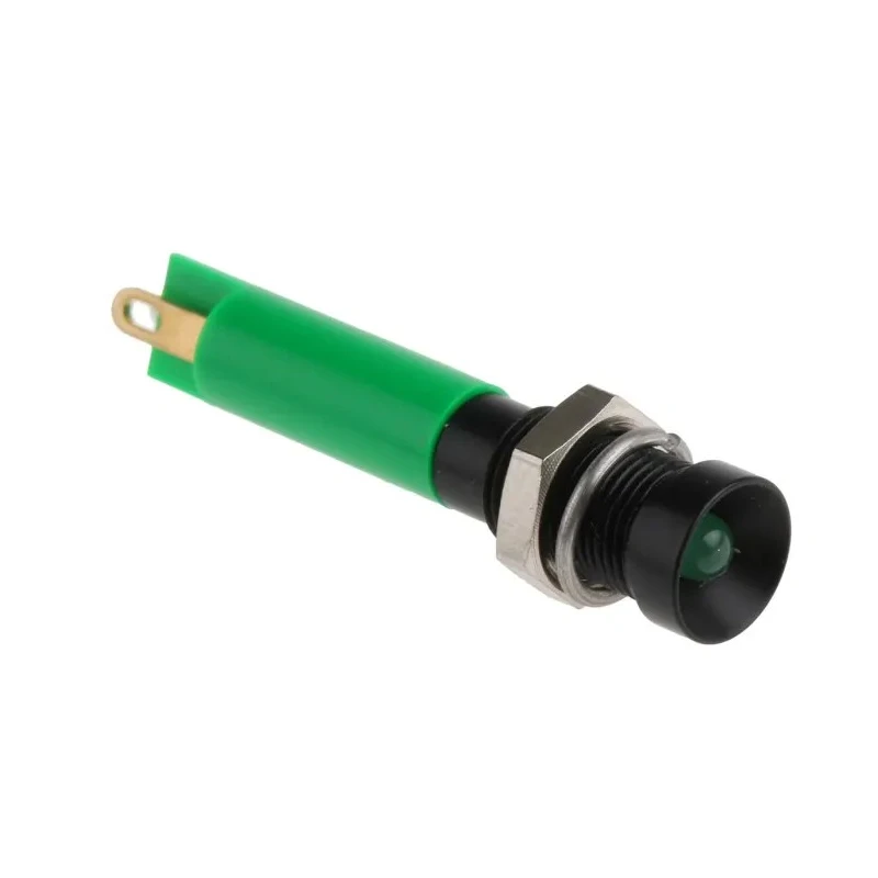 RS PRO Green Panel Mount LED Indicator 24V DC, 20mA, Recessed, Solder Tab Termination 206-019