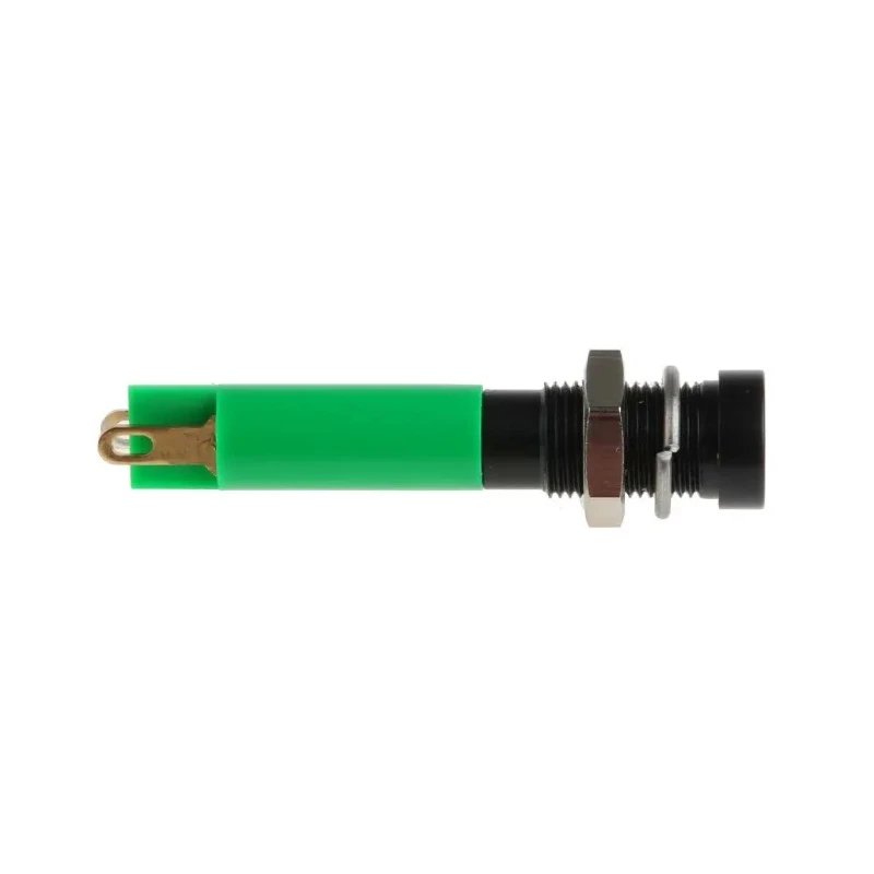 RS PRO Green Panel Mount LED Indicator 24V DC, 20mA, Recessed, Solder Tab Termination 206-019