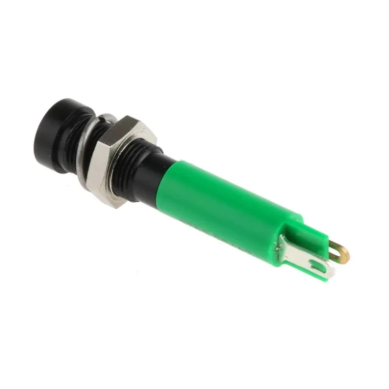 RS PRO Green Panel Mount LED Indicator 24V DC, 20mA, Recessed, Solder Tab Termination 206-019