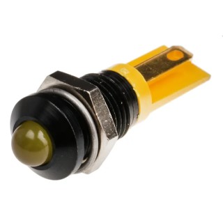 RS PRO Yellow Panel Mount Indicator 2V DC Solder Tab Prominent 8mm 206-097