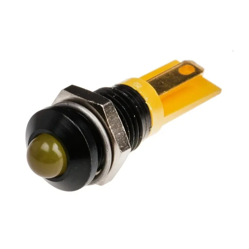 RS PRO Yellow Panel Mount Indicator 2V DC Solder Tab Prominent 8mm 206-097
