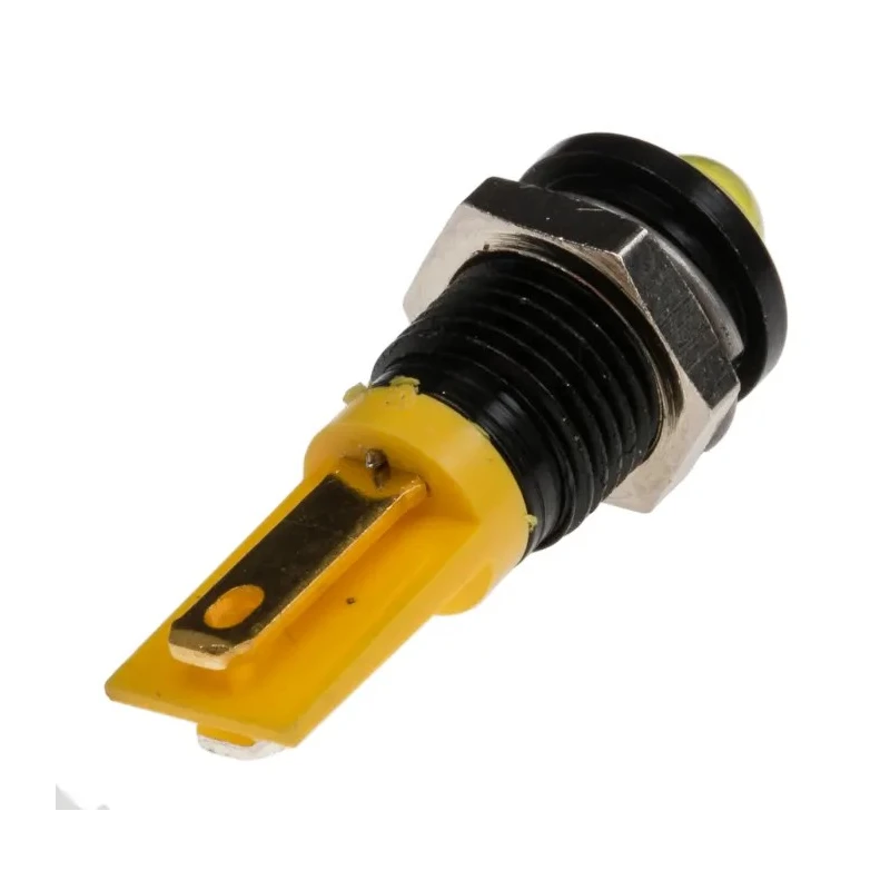 RS PRO Yellow Panel Mount Indicator 2V DC Solder Tab Prominent 8mm 206-097