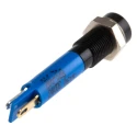 RS PRO Blue Panel Mount LED Indicator 24V DC 20mA Solder Tab Recessed 6 mm Black Bezel 206-328