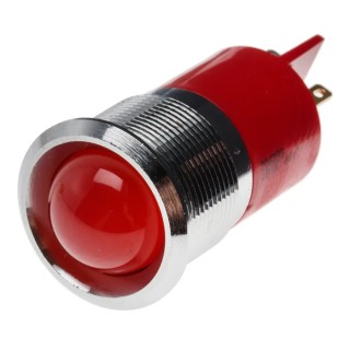 RS PRO Red Panel Mount Indicator, LED, 12V DC, 20mA, Solder Tab, Prominent Bezel 206-299