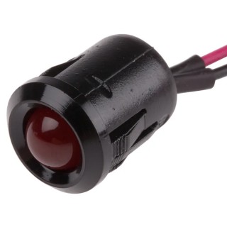 RS PRO Red Panel Mount LED Indicator 2V DC 20mA Lead Wire Prominent Bezel 18.5mm Length 12mm Hole 206-508