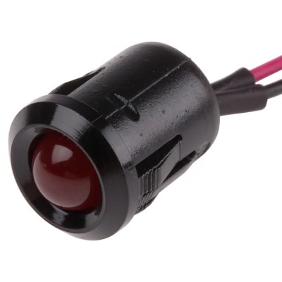 RS PRO Red Panel Mount LED Indicator 2V DC 20mA Lead Wire Prominent Bezel 18.5mm Length 12mm Hole 206-508
