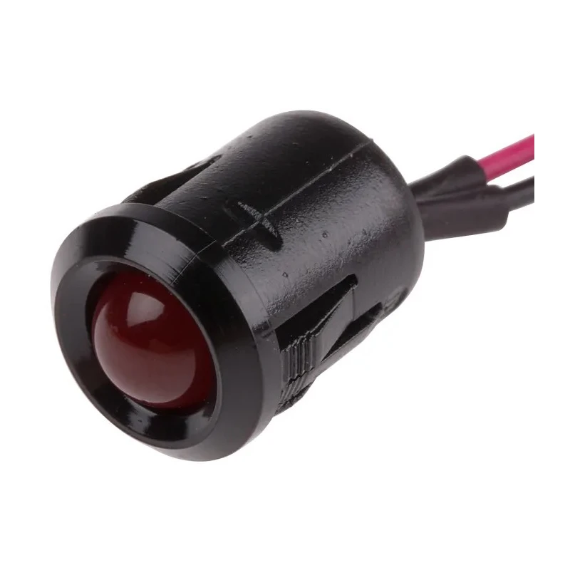 RS PRO Red Panel Mount LED Indicator 2V DC 20mA Lead Wire Prominent Bezel 18.5mm Length 12mm Hole 206-508