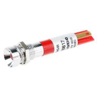 RS PRO Red Panel Mount Indicator 24V AC Solder Tab Recessed 8mm 206-968