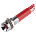 RS PRO Panel Mount LED Indicator Red 12V AC 20mA Solder Tab Recessed Silver Bezel 41mm 207-028