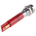 RS PRO Panel Mount LED Indicator Red 12V AC 20mA Solder Tab Recessed Silver Bezel 41mm 207-028