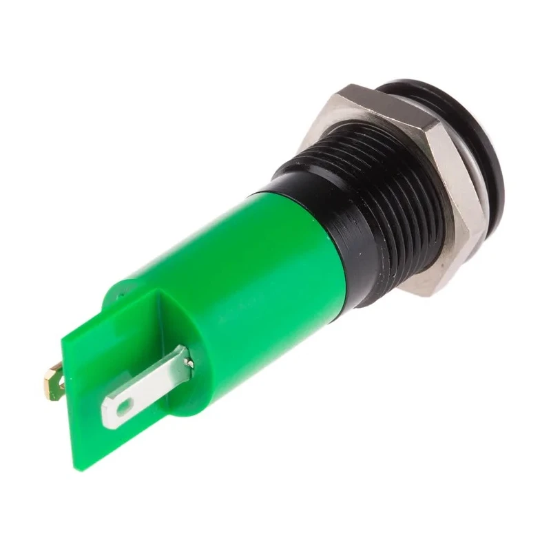 RS PRO Green Panel Mount Indicator 2V DC 20mA Solder Tab Prominent 47mm 14mm Mounting 207-315