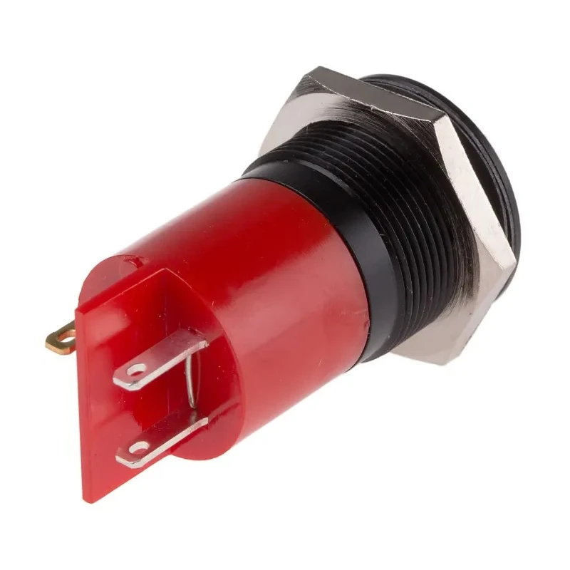 RS PRO Red LED Panel Mount Indicator 48–65V DC, 10mA, Black Prominent Bezel 207-416