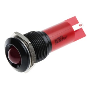 RS PRO Red Panel Mount Indicator 24V AC/DC, 20mA, IP65, Solder Tab, Prominent Bezel 207-573