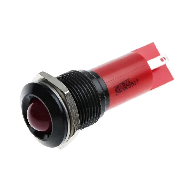 RS PRO Red Panel Mount Indicator 24V AC/DC, 20mA, IP65, Solder Tab, Prominent Bezel 207-573