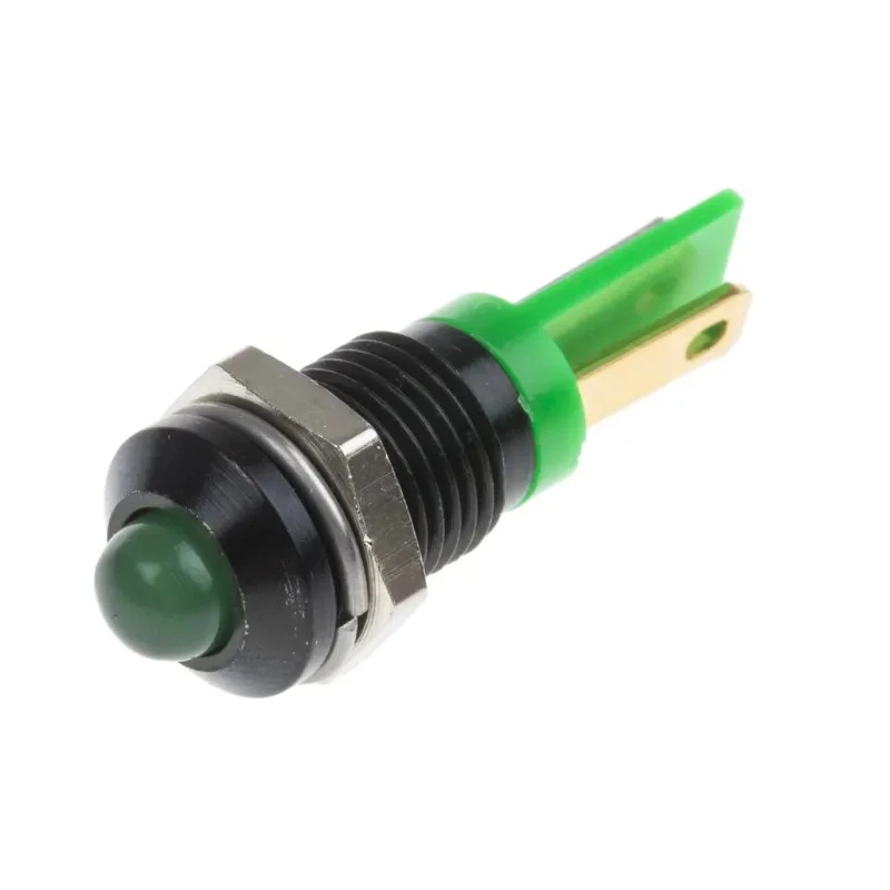 RS PRO Green Panel Mount Indicator 2V DC 20mA Solder Tab Prominent Bezel 25.5mm 8mm Mount Hole 207-804