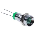 RS PRO Green Panel Mount LED Indicator 2V DC 20mA Solder Tab Recessed 8mm Chrome Bezel 23mm Length 207-832