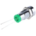 RS PRO Green Panel Mount LED Indicator 2V DC 20mA Solder Tab Recessed 8mm Chrome Bezel 23mm Length 207-832