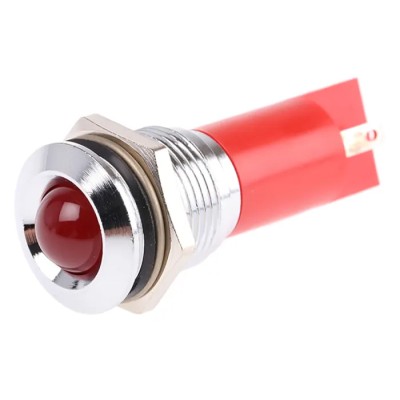 RS PRO Red Panel Mount LED Indicator 230V AC, 115V DC, Prominent Bezel, Solder Tab, 62.5mm, 16mm Mount 208-217