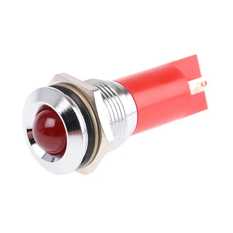RS PRO Red Panel Mount LED Indicator 230V AC, 115V DC, Prominent Bezel, Solder Tab, 62.5mm, 16mm Mount 208-217