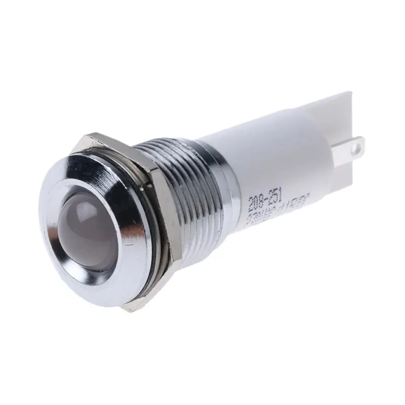 RS PRO White Panel Mount LED Indicator 230V AC, 115V DC, 3mA, Prominent Bezel, Solder Tab, 16mm Mount 208-251