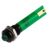 RS PRO Green Panel Mount LED Indicator, 24V AC, Prominent Bezel, Solder Tab, 8mm Mounting, 40mm Length 208-374