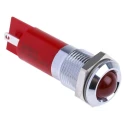 RS PRO Red Panel Mount LED Indicator 24V DC, 36V DC, IP67, Prominent, Silver Bezel, 14 mm Mount Hole 209-074