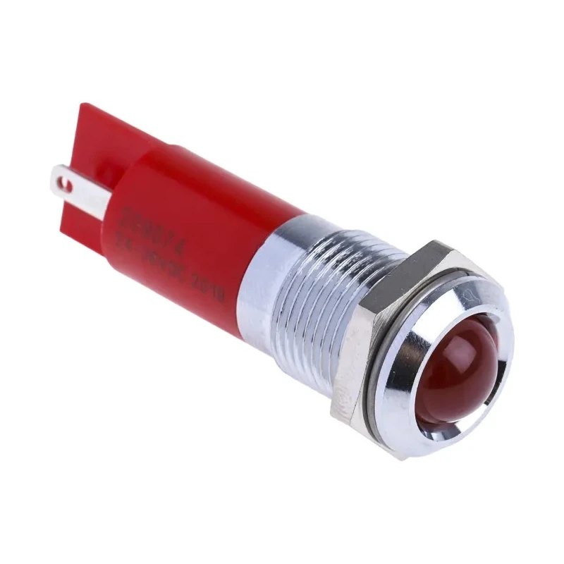 RS PRO Red Panel Mount LED Indicator 24V DC, 36V DC, IP67, Prominent, Silver Bezel, 14 mm Mount Hole 209-074