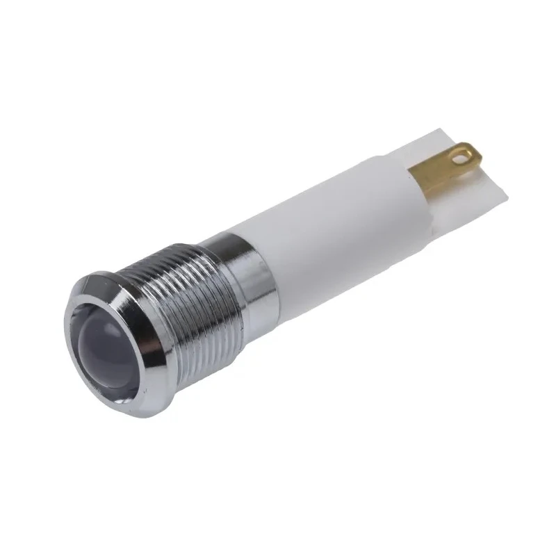 RS PRO White Panel Mount LED Indicator 24V AC/DC, Solder Tab, IP67, Prominent, Silver Bezel 209-052