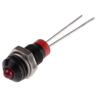 RS PRO Red Panel Mount Indicator 2V DC 20mA Lead Termination, 6mm Hole, Prominent Bezel Black 208-813