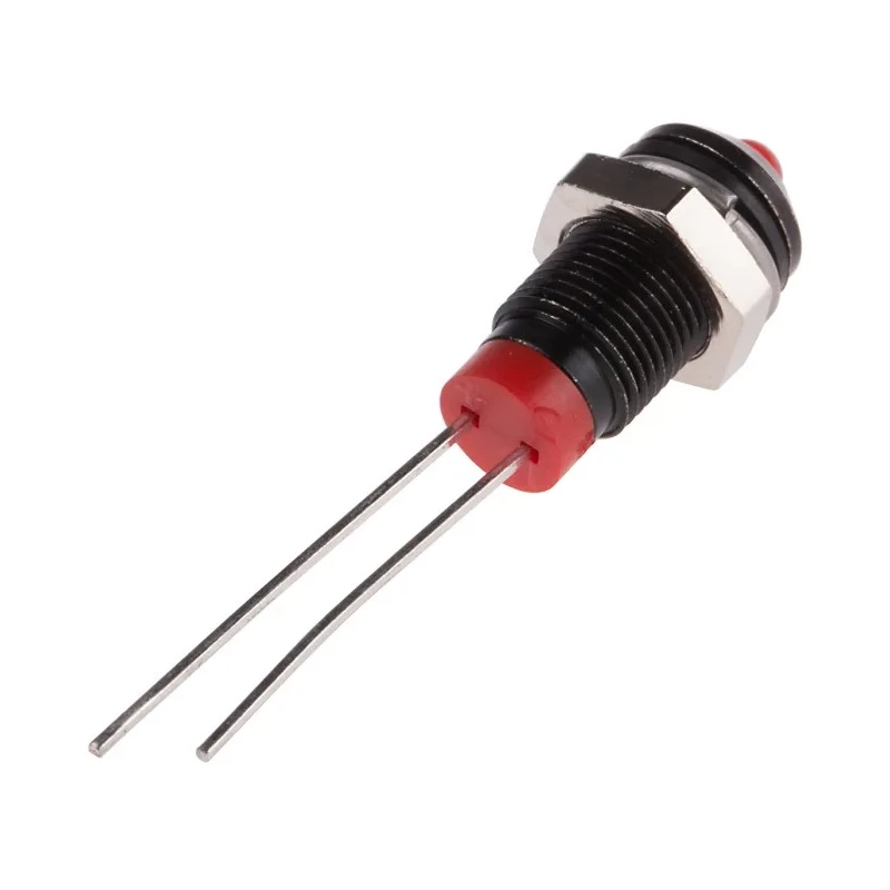 RS PRO Red Panel Mount Indicator 2V DC 20mA Lead Termination, 6mm Hole, Prominent Bezel Black 208-813