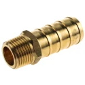 Legris Pneumatic Brass Pipe Fitting Adapter, Male BSPT 1/2 in to Male, Threaded, 100 bar, 150°C 0123 19 21