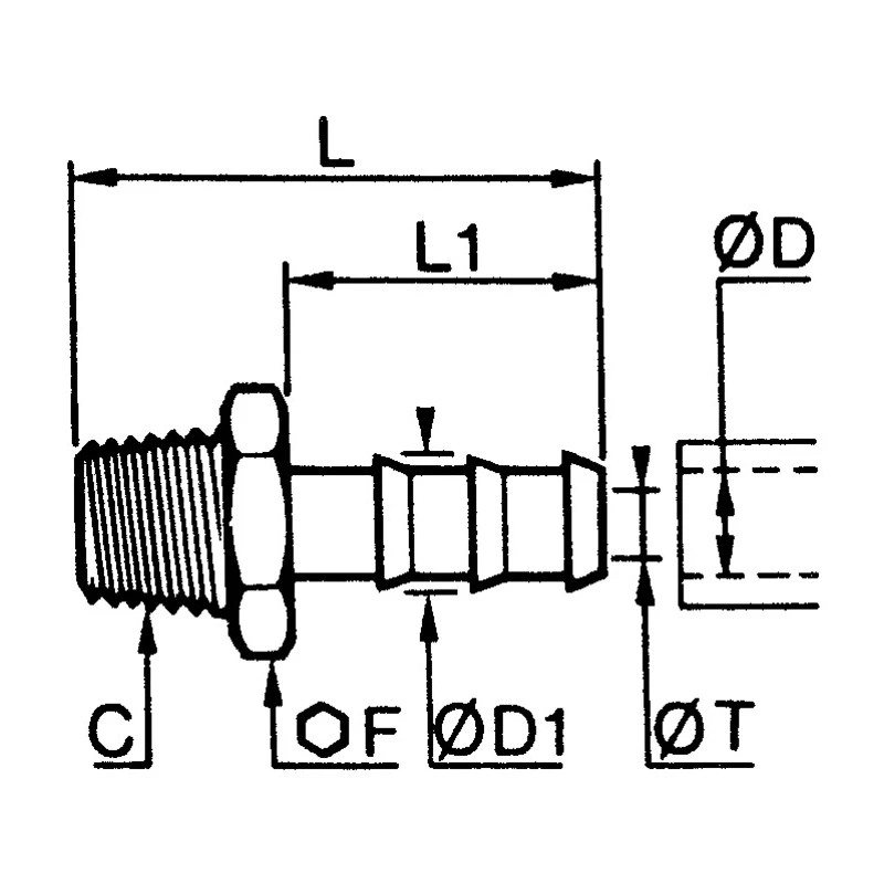 Legris Pneumatic Brass Pipe Fitting Adapter, Male BSPT 1/2 in to Male, Threaded, 100 bar, 150°C 0123 19 21
