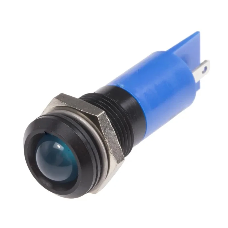 RS PRO Panel Mount Indicator Blue Neon 240V Solder Tab IP40 Prominent 38.5mm Length 209-248
