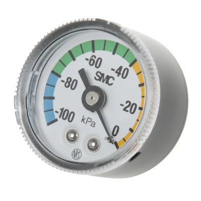 SMC Pressure Gauge 42.5mm M5 Female R Thread 200kPa Rolled Steel Black Melamine GZ46-K-02