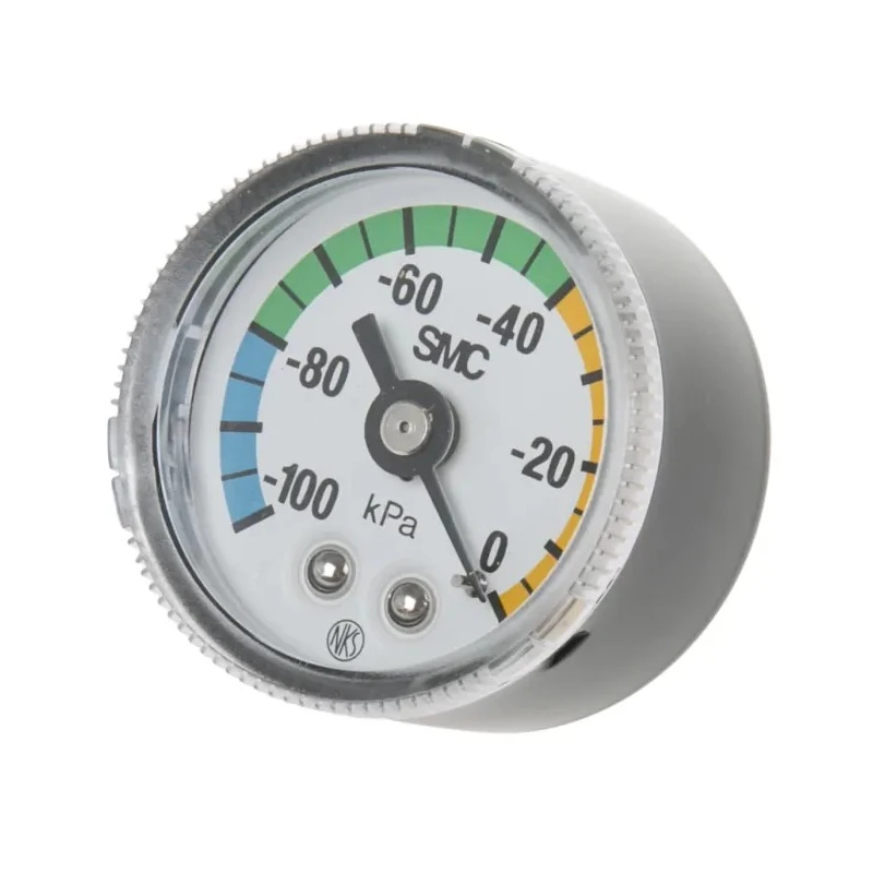 SMC Pressure Gauge 42.5mm M5 Female R Thread 200kPa Rolled Steel Black Melamine GZ46-K-02