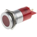 RS PRO Red Panel Mount Indicator 24V AC/DC Solder Tab Termination Flush Chrome Bezel 209-715