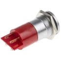 RS PRO Red Panel Mount Indicator 24V AC/DC Solder Tab Termination Flush Chrome Bezel 209-715